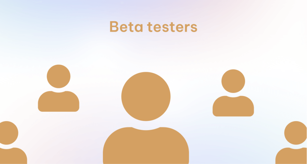 5 iconos de usuarios de color dorado representando a los beta testers
