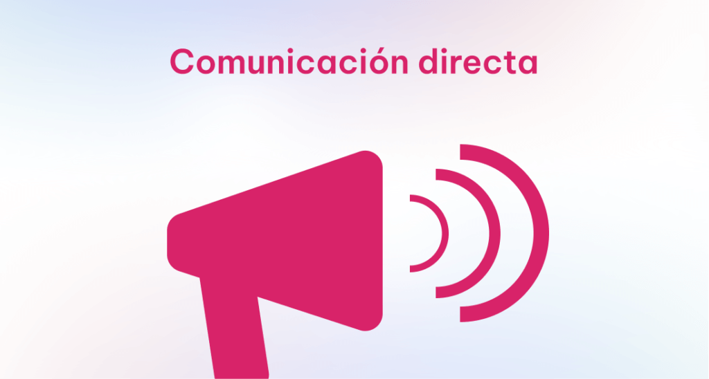 Un icono de un altavoz rojo con ondas representando la comunicación directa