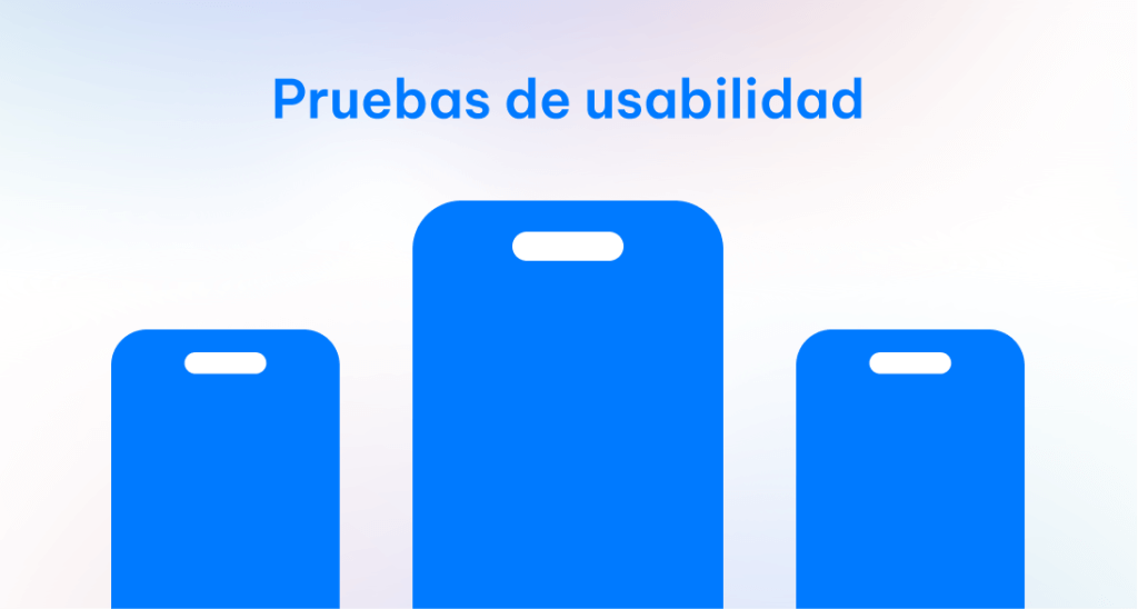 Tres móviles de color azul representando la usabilidad